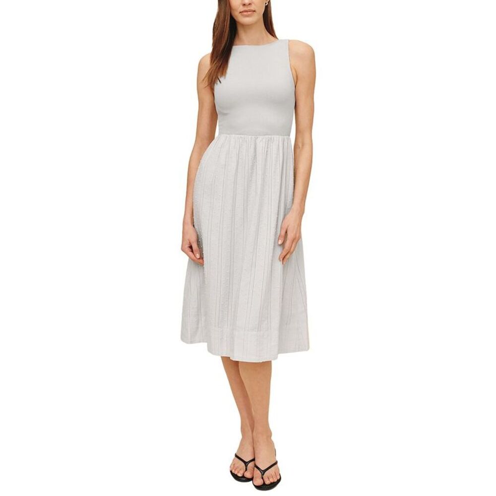 Bella Dahl Womens Mixed Crewneck Midi Dress, Green